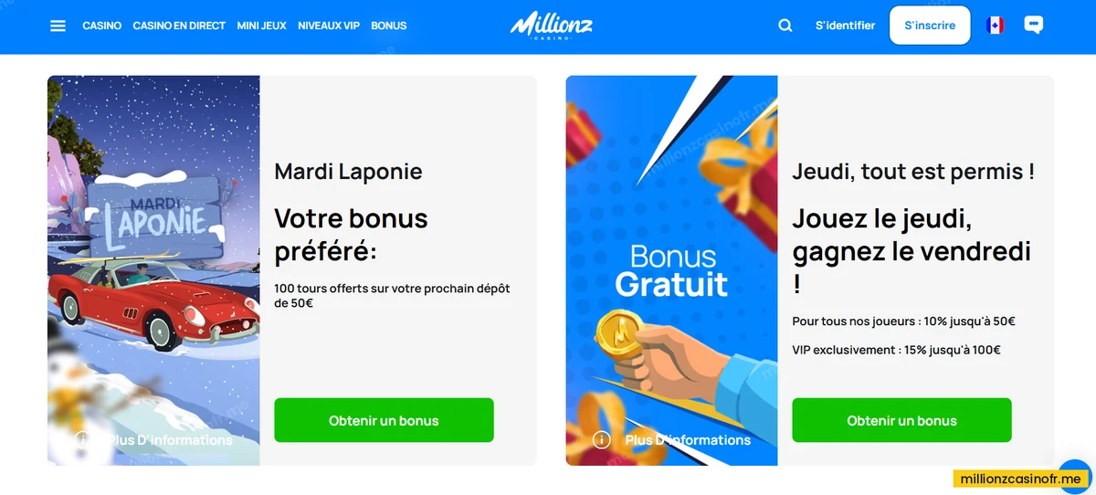 Exemple de présentation des offres de dépôt Millionz, issu de l’archive